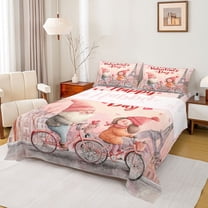 Feelyou Couple Gnome Twin Sheet Sets, Happy Valentine's Day Bedding, 3 Pieces