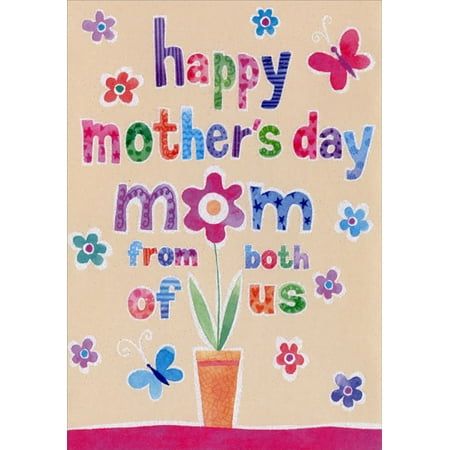Designer Greetings Sparkling Colorful Words and Flower Pot: Mom Mother's Day