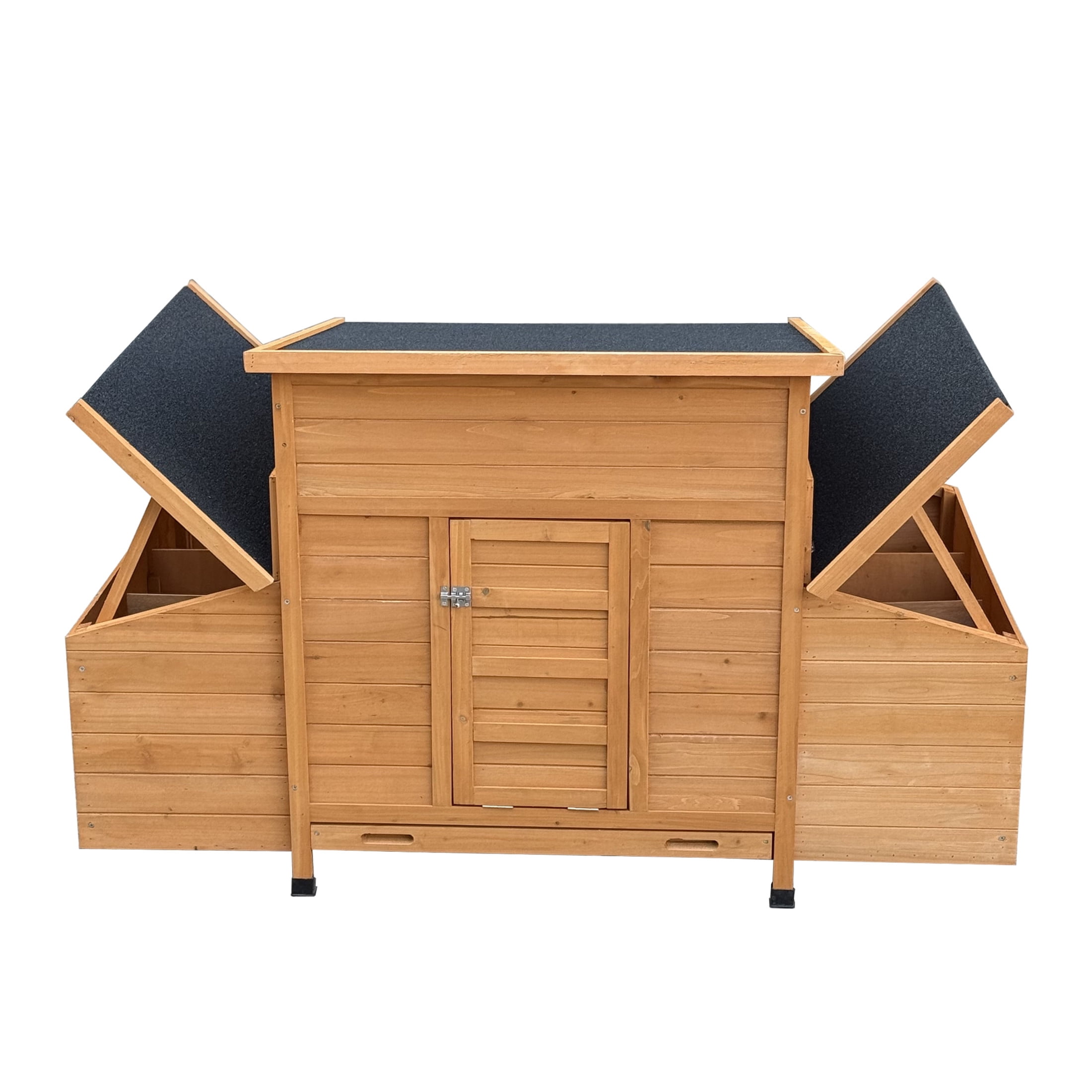 Noble House 55" Outdoor Chicken Coop, Compact Wooden Poultry House with Nesting Boxes and Integrated Ramp, Natural
