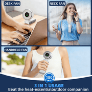 Portable Handheld Fan, Foldable Powerful Winds Turbo Fan, 4000mAh Rechargeable Mini Fan, Personal Fans with 5 Speed, Digital Display For Women Men Travel Camping Outdoor, White