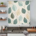 thumbnail image 5 of Teal Green Leaf Sheer Curtains 54 Inches Long, Farmhouse Vintage Middle Century Textured Light Filering Curtains, Breathable Simi Curtain Privacy Drapes for Kitchen Bathroom Small Window Treatment, 5 of 9