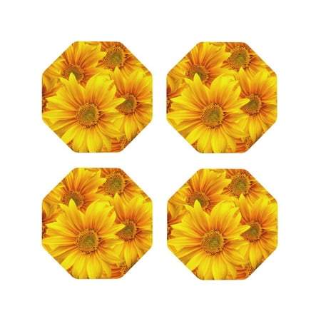 

Tideii 3D Sunflowers for Leather Coasters 4 Pieces Anti-fouling and Anti-scalding Decorative Coasters Suitable for Restaurants Kitchens Coffee Shops-Octagon