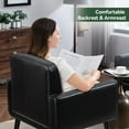 thumbnail image 5 of Modern Breathable PU Leather Accent Chair with Arms, Upholstered Lounge Chair For Living room Bedroom Reading Home Office(1PC, Black), 5 of 9