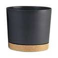 thumbnail image 2 of QYXQPYO Round Ceramic Flower Pot with Saucer, 6.49x6.1x5.7 Inch, Stylish Planter for Indoor and Outdoor Plants, Easy to Care and Perfect for Succulents, Black, 2 of 9