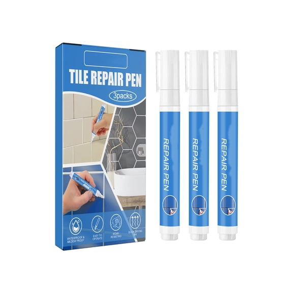Tile Grout Pen 3 Pack White Grout Marker for Bathroom Kitchen (3, White) | White Tile Grout Pens Help Refresh Bathroom Kitchen Wall And Floor Lines With Easy Marker Application
