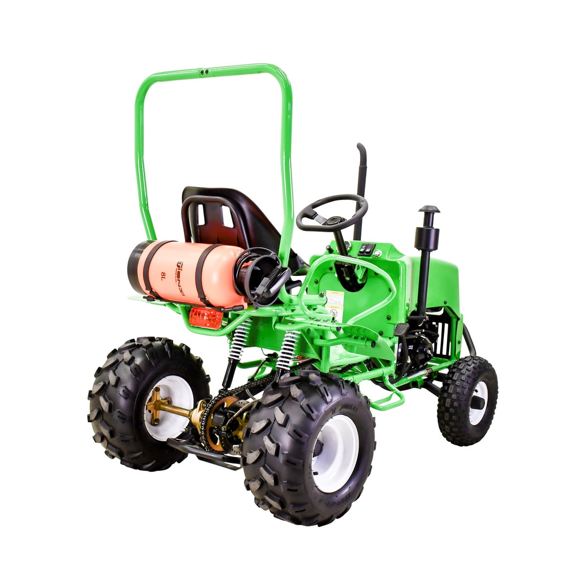 Massimo Mini Tractor 110cc 2WD Gas Go Kart – Kids & Youth Ride-On Utility Vehicle – Green