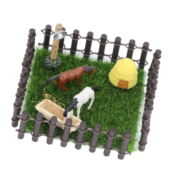 1:12 Scale Horse Stable Model, Miniature Ranch Barn with Fence Paddock, Dollhouse Westerns Farm Scene Decoration, Detailed Collectible Display for Collectors, Adults