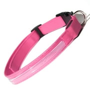 Angle View: Paws & Pals Dog Collar LED Color Flashing Light Visible Night Walk - MM - Pink