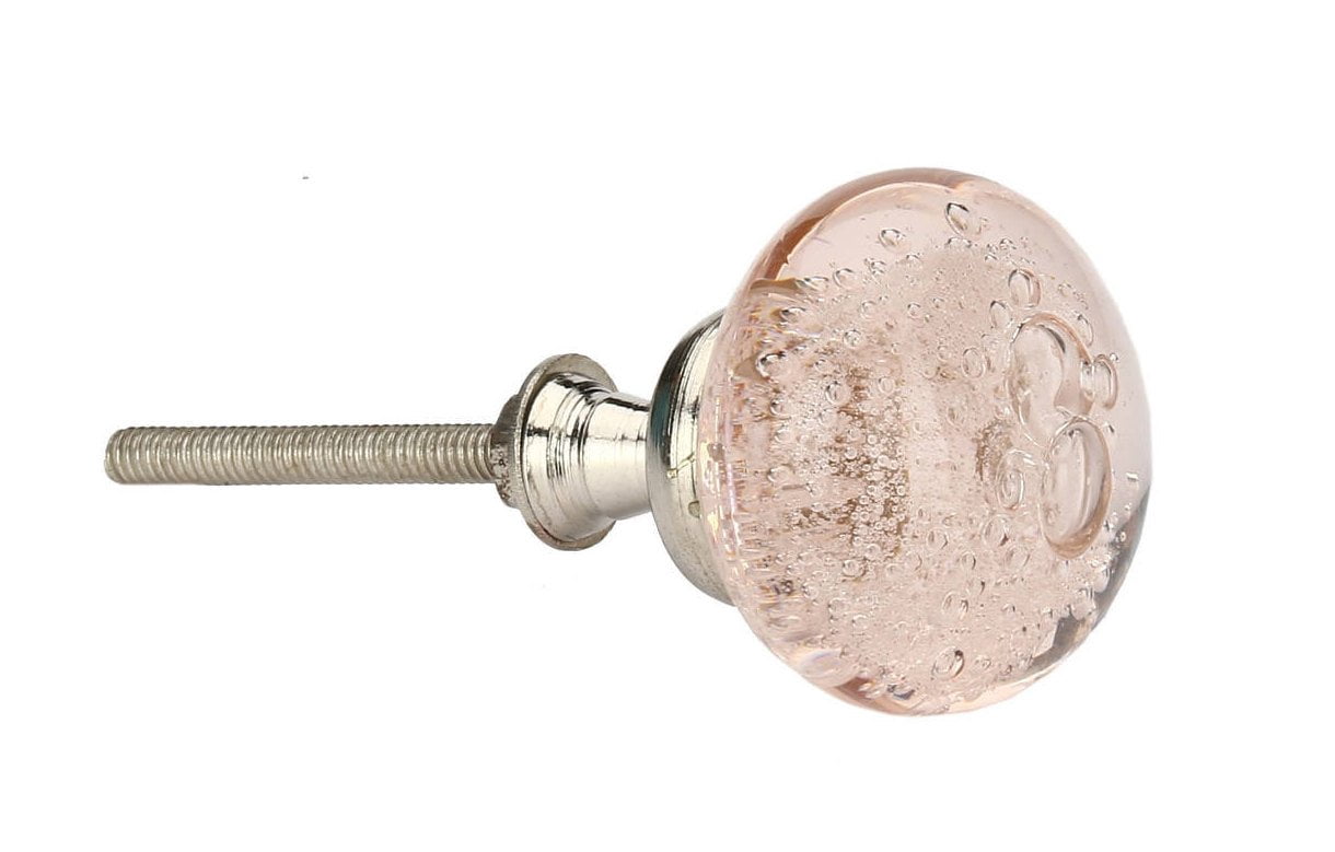 Set of Six Pink Bubble Glass Cabinet Knobs by Perilla Home