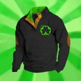 thumbnail image 2 of Telankuip Mens St Patricks Day Sweatshirts Oversized Retro Shamrock Flag Print Quater Button Stand Collar Pullover Tops Fashion Funny Graphic Casual Long Sleeve Winter Clothes 1-Green L, 2 of 4