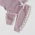 thumbnail image 5 of Kaprioy Baby Boy Romper Newborn Baby Boy Fall Outfit Romper Long Sleeve Plaid Print Patchwork Jumpsuit Bodysuit Elastic Waist Pants Infant Waffle Clothes, 5 of 7