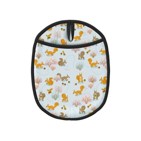

Pofeuu Squirrel In The Forest Print Silicone Pot Mat Mitten With Hanging Loop Heat Resistant Oven Mitts Non-Slip Bbq Baking Smoking Potholders