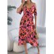 thumbnail image 4 of Vestido Bohemio de Verano 2025 para Mujer, con Hombros Descubiertos, Tirantes y Escote en V, Informal, y Fluido, con Abertura en el Muslo. Negro y Rojo XL, 4 of 10