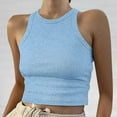 thumbnail image 2 of Camisole Tops for Women,Short Tops Solid Vest Sleeveless Tank Round Neck Casual Summer Tops,Womens Tops,S,Z02 Blue, 2 of 5