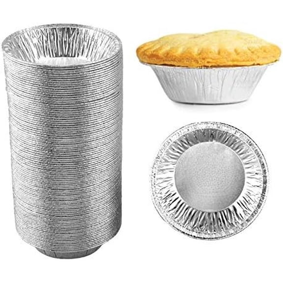 (60 Pack) Pie Tins 5 inch, Disposable Mini Pies Tin, Tart Aluminum, Individual Serving Pans for Baking Mini Chicken Potpie, Small Homemade Cakes & Quiche, Foil Tins, Freezer-to-Oven Use