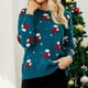 thumbnail image 3 of Gibobby Sudadera de Navidad para mujer Suéter de Navidad para mujer, cuello redondo, manga larga, patrón de dibujos animados, suéter de punto(Azul,M), 3 of 5