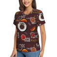 thumbnail image 5 of Yiaed A Cup Of Black Coffee On A Saucer Print Women's T Shirt V-Neck Short Sleeve Shirt Casual Breathable Tee Summer Tops-X-Large, 5 of 5