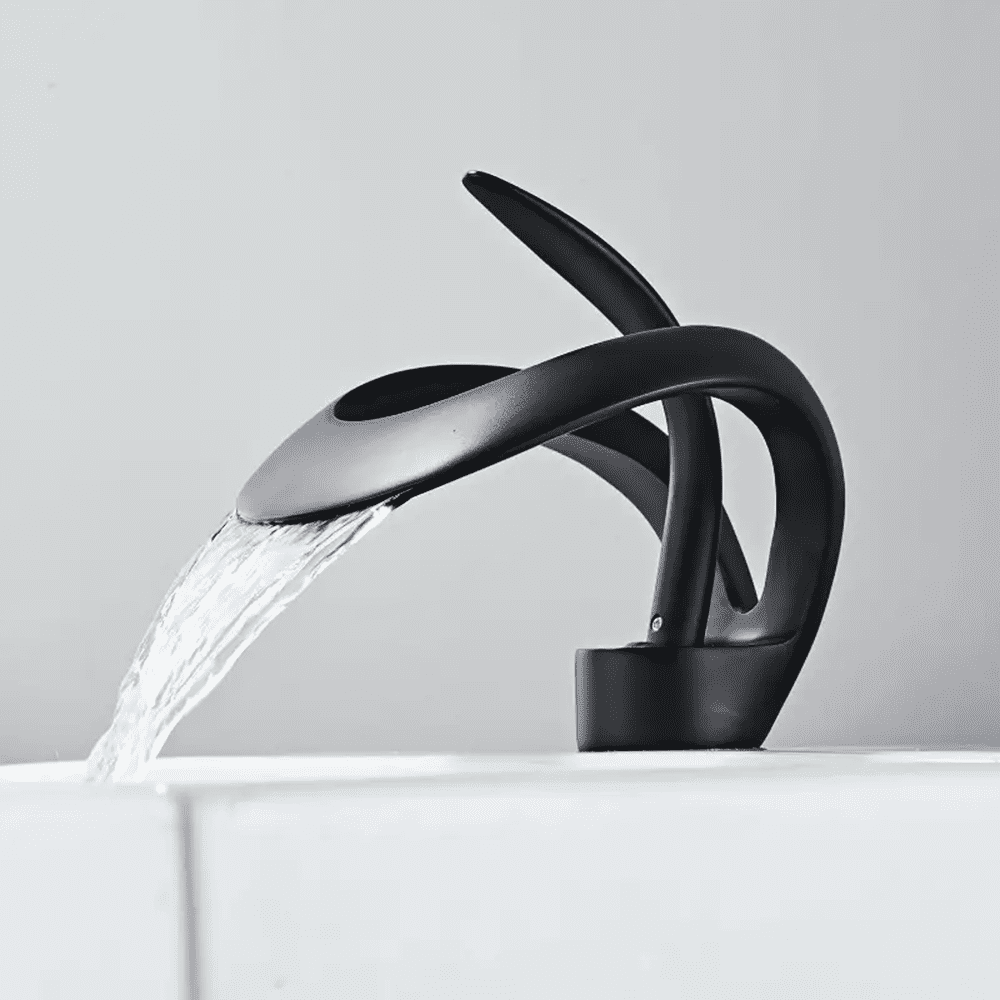 Black Single Handle Bathroom Sink Basin Faucet 1 Hole Waterfall Vanity Mixer Tap