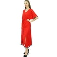 thumbnail image 4 of Bimba Robe Kaftan Longue en Rayonne pour Femme avec Pompon, Designer Chic, Maxi Caftan, 4 of 9