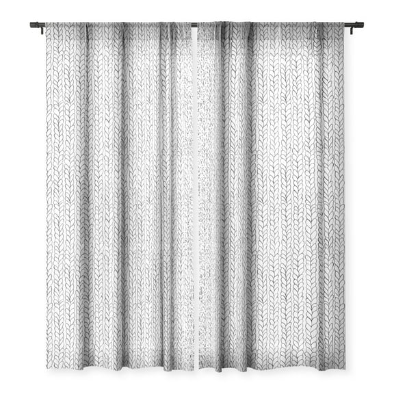 Society6 Ninola Design Wool Braids Drawing Single Panel Sheer Window Curtain 50" x 96"