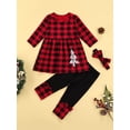 thumbnail image 3 of ITFABS Baby Long Sleeve Dress + Trousers, Elastic Cartoon Check Pattern, 3 of 9