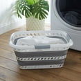 thumbnail image 4 of Laundry 360 24 x 17 x 11in Collapsible and Carrying Handles 40L Plastic Laundry Basket, White and Grey, 4 of 5