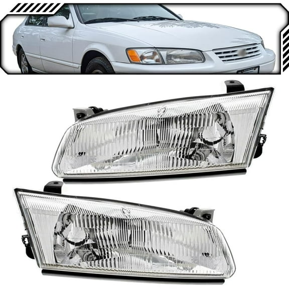 EPIC LIGHTING OE Style Halogen Headlights Assembly Replacement for TOYOTA 97-99 CAMRY [ TO2502117 TO2503117 81150AA010 81110AA010 ] Pair