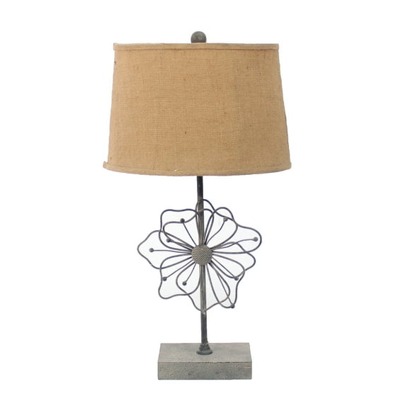 Teton Home Country Cottage Table Lamp With Blooming Flower Pedestal