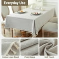 thumbnail image 3 of Table cloth for Rectangle table, Heavy Duty Farmhouse Tablecloth Solid Cotton Linen Waterproof Wrinkle Free Burlap Table Cover for Kitchen Dining,Party, Light Brown 55''x120'',10-12 Seats, 3 of 12