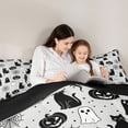 thumbnail image 4 of Feelyou Cartoon Ghost Cat Full Size Comforter Sets, Happy Halloween Pumpkin Bedding Comforter Set, Black Reversible, 3 Pieces, 1 Comforter and 2 Pillowcases, 4 of 7