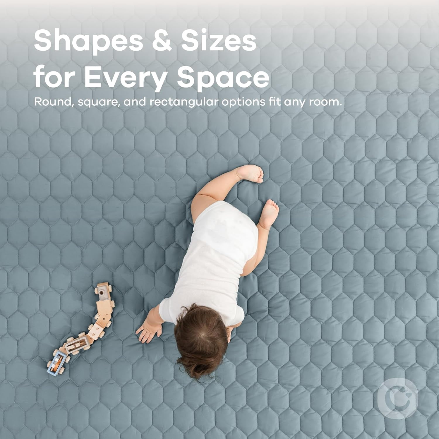 Comfy Cubs Play Mat, Rectangle (Medium) 48” x 72” for Kids & Toddler, Non-Slip Bottom - Pacific Blue