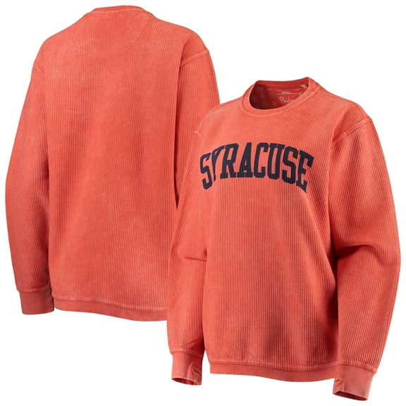 Women's Pressbox Orange Syracuse Orange Comfy Cord Vintage Wash Basic Arch Pullover Sweatshirt