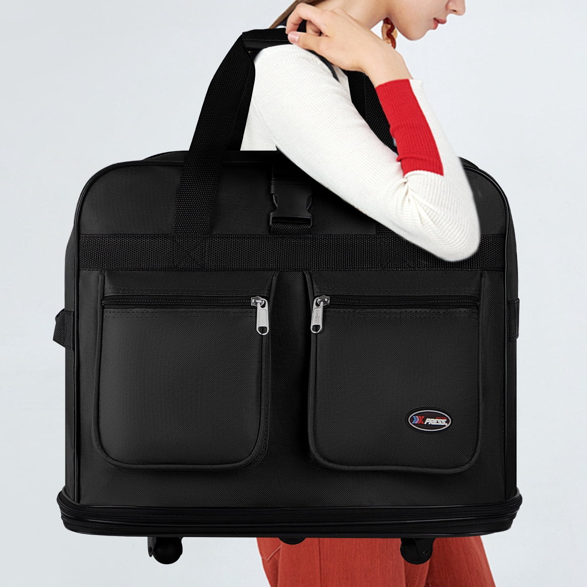 40" Expandable Foldable Luggage Bag Suitcase with 6 Swivel Wheels Collapsible Rolling Travel Bag for Home Storage Moving,Black - EX