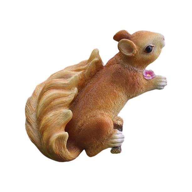 Estatua de ardilla, adorno, juguetes infantiles, manualidades, accesorios de jardín, figura de resina, escultura de animal para paisajismo de jardines Cola rizada amarilla