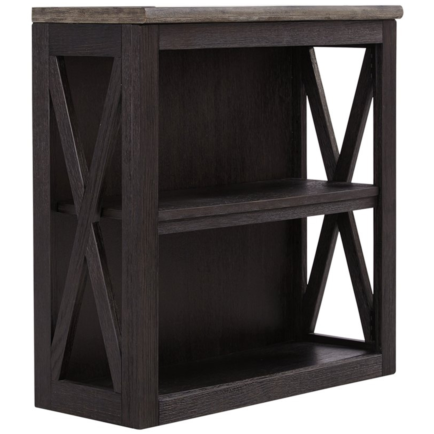 Bookcase with 2 Open Compartments and Adjustable Center Shelf, Dark