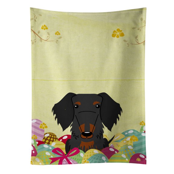 Carolines Treasures BB6127KTWL Easter Eggs Wire Haired Dachshund Black Tan Kitchen Towel 15 X 28" multicolor