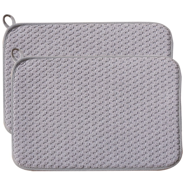 KAKOWELY 2Pcs Dish Drying Mat Microfiber Drying Pad Kitchen Tableware Mat Water Absorbent Drying Mat,19.69"X14.96"X0.08"