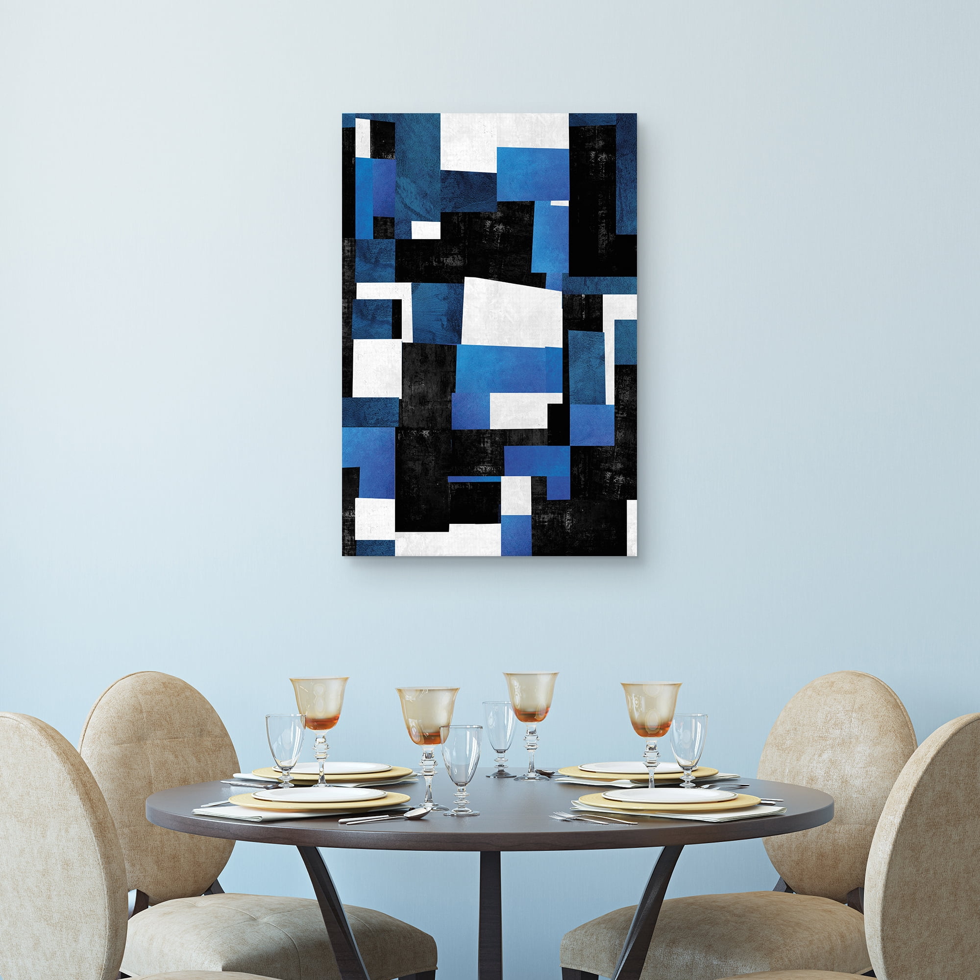 Nikki Chu Blue Slice Abstract Canvas Art Print, 24" x 36", by Nikki Chu