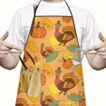 thumbnail image 2 of Happy Thanksgiving Turkey Fall Leaves Pumpkin Apron-Garden Aprons for Women with Pockets-Cotton Linen Waterproof Kitchen Cooking Gardening Aprons Adjustable for Kitchen,Cooking,BBQ and Salon 33"x27", 2 of 7