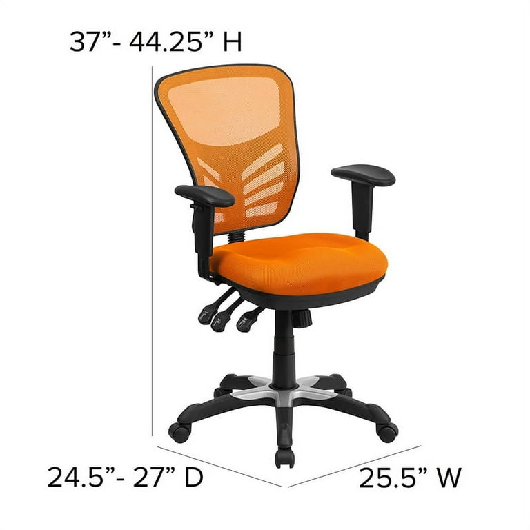 Flash Furniture Nicholas Mid-Back Orange Mesh Multifunction Executive  Swivel Ergonomic Office Chair with Adjustable Arms