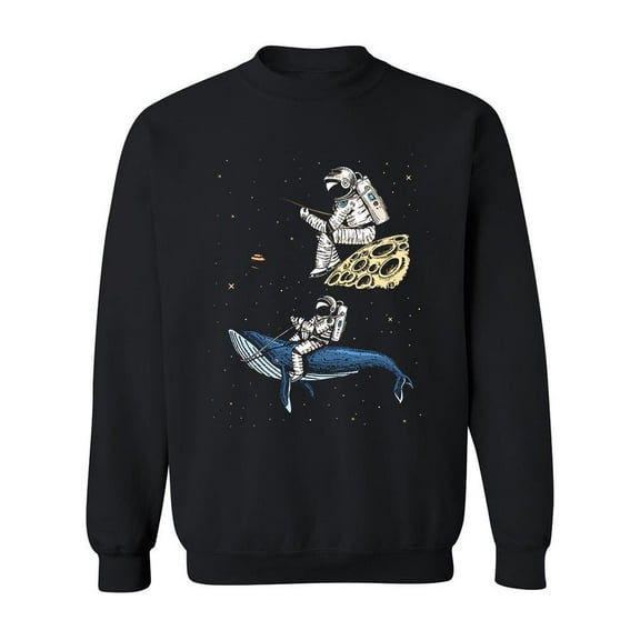 Space Fisher And Whale Rider Sweatshirt Men -Image by Shutterstock, Male 3X-Large