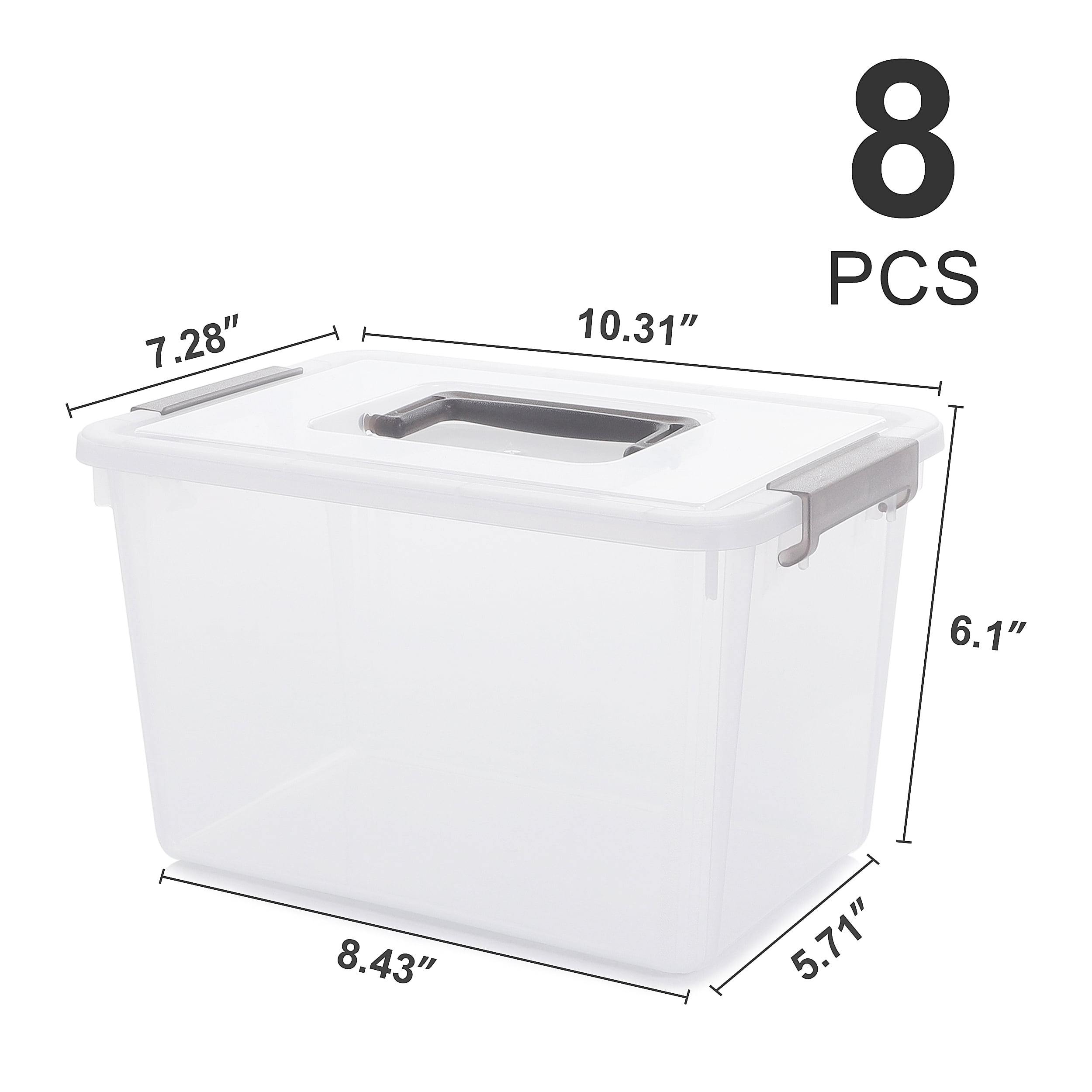 Citylife 1.3 QT 10 Pack Small Storage Bins Plastic Storage Container  Stackable Box with Lids for Organizing, Clear Grey