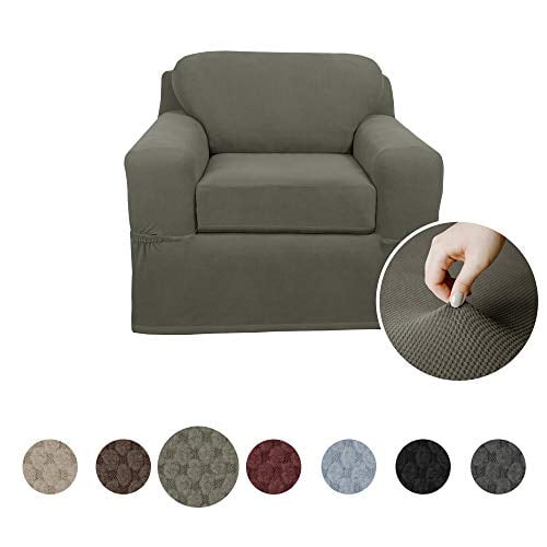 Maytex Pixel Stretch 2-Piece Slipcover Chair, Dark Olive