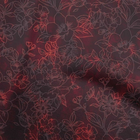 oneOone Cotton Cambric Maroon Fabric Florals Dress Material Fabric Print Fabric By The Yard 42 Inch Wide