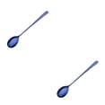 thumbnail image 1 of Moyic Cuchara de estilo coreano con mango largo de acero inoxidable 304, café, sopa, bebida, cereal, postre, comedor, cucharadita caliente Azul 2piezas Moyic CBP040688, 1 of 5