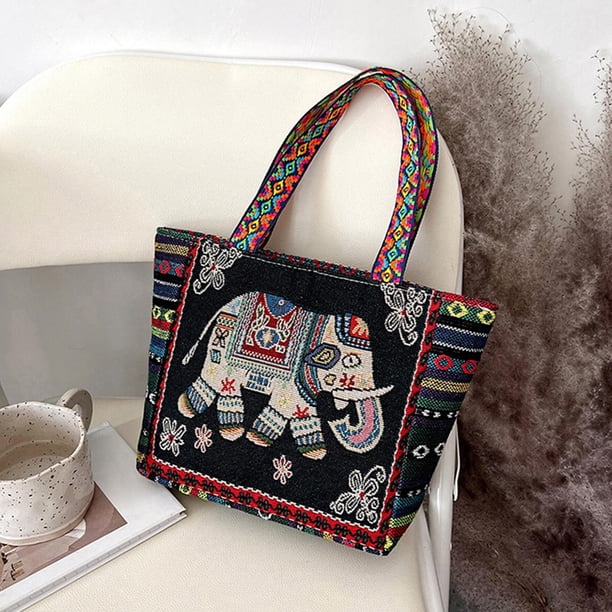 Bolso de hombro para mujer Colco Vintage Gran Capacidad Blanco Negro