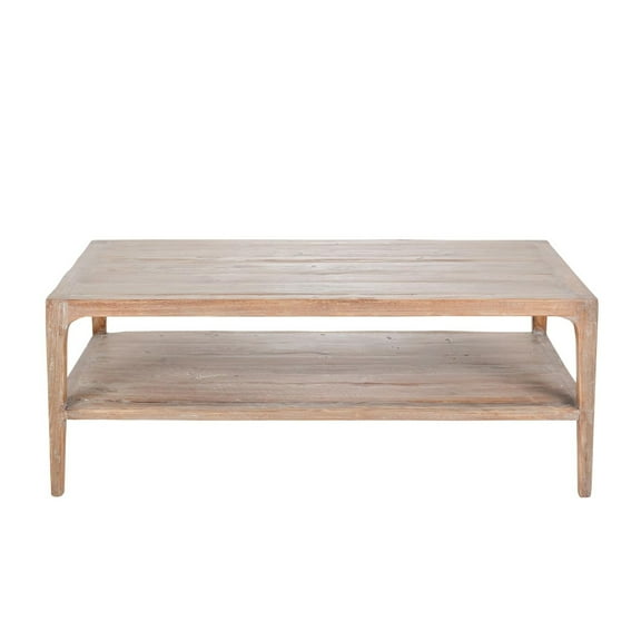 Tuley Coffee Table, Storage Shelf, Reclaimed Pine Wood, Gray, 48 Inch