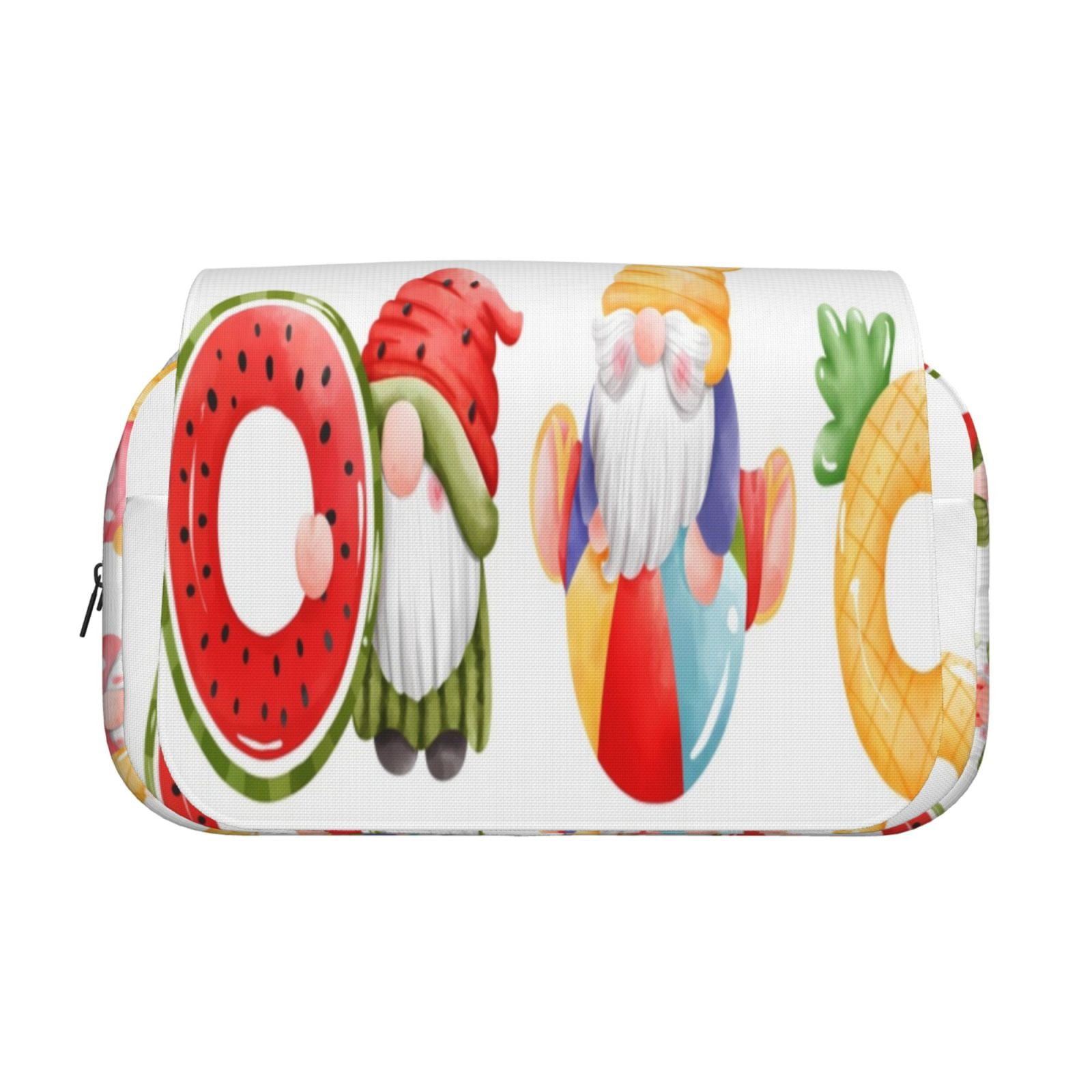 Rateoe Summer Gnome Pattern Double Clamshell Pen Case, Storage Organizer with Two Zipper Compartments– Holds Up to 50 Pencils & Pens