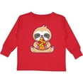 thumbnail image 3 of Inktastic Sloth Pizza Boys or Girls Long Sleeve Toddler T-Shirt, 3 of 5