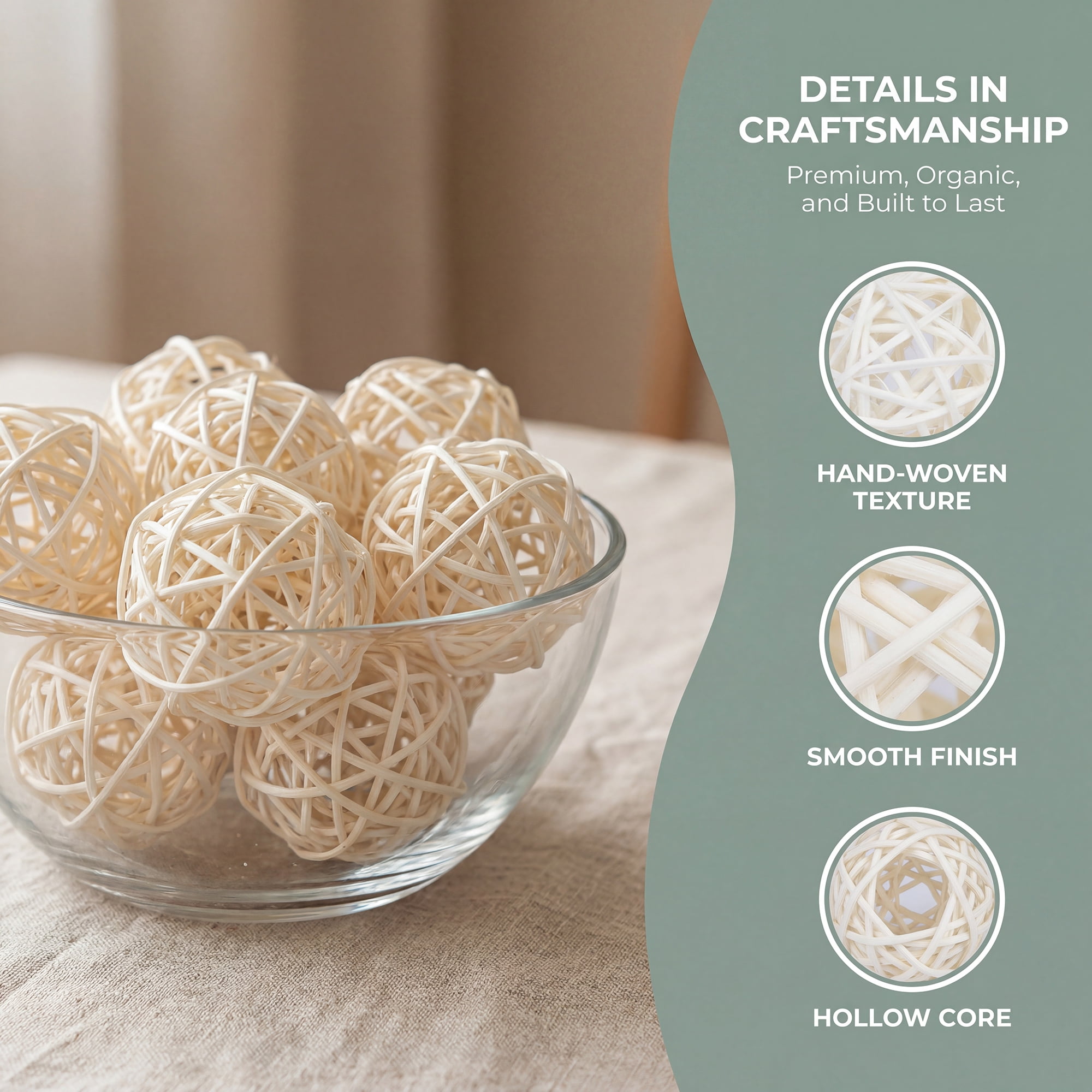 Unique Bargains 10Pcs Rattan Balls for Lights Wicker Spheres Orbs White 2"x2"x2"